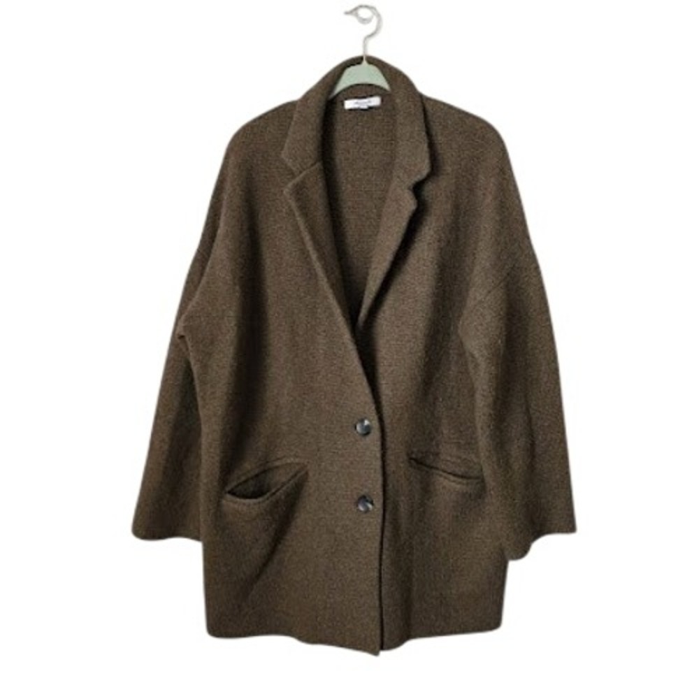 Madewell Blazer Sweater Jacket Heathered Olive Merino Wool Cardigan Size L